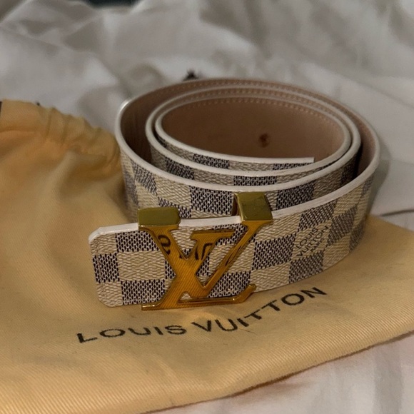 Louis Vuitton Checkered Belt - Gold and Cream - Picture 1 of 3